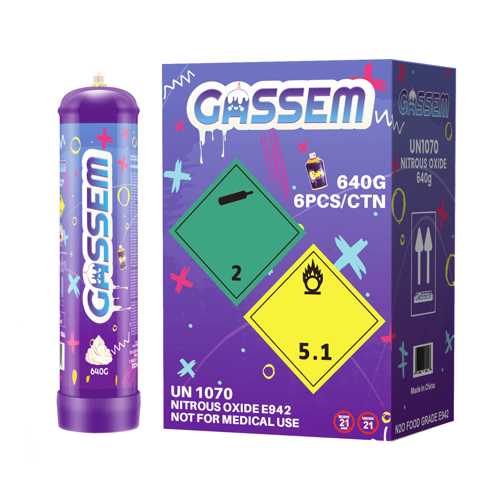 GASSEM 640g Cream Charger Cylinder - Image 2