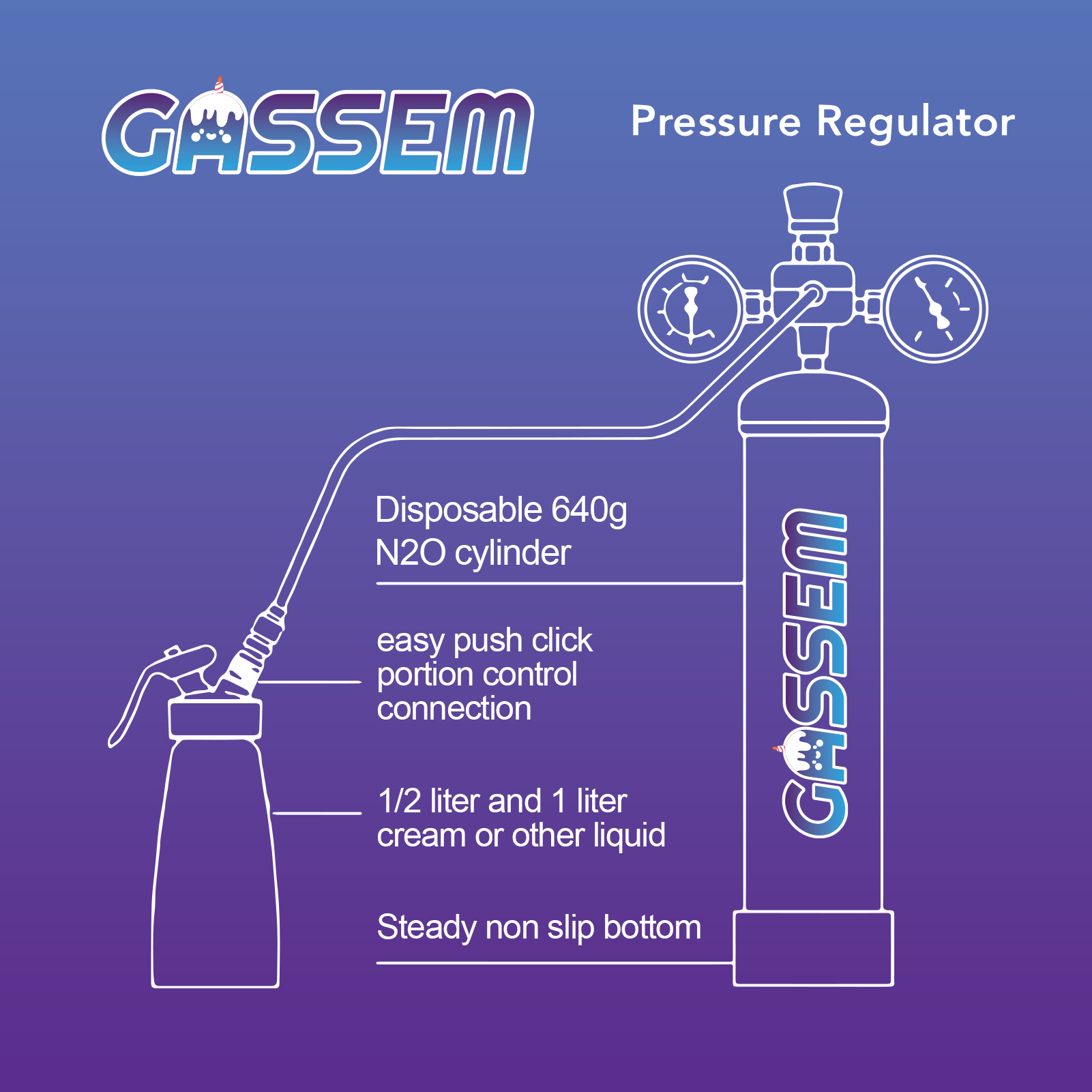 GASSEM 640g Cream Charger Cylinder - Image 3